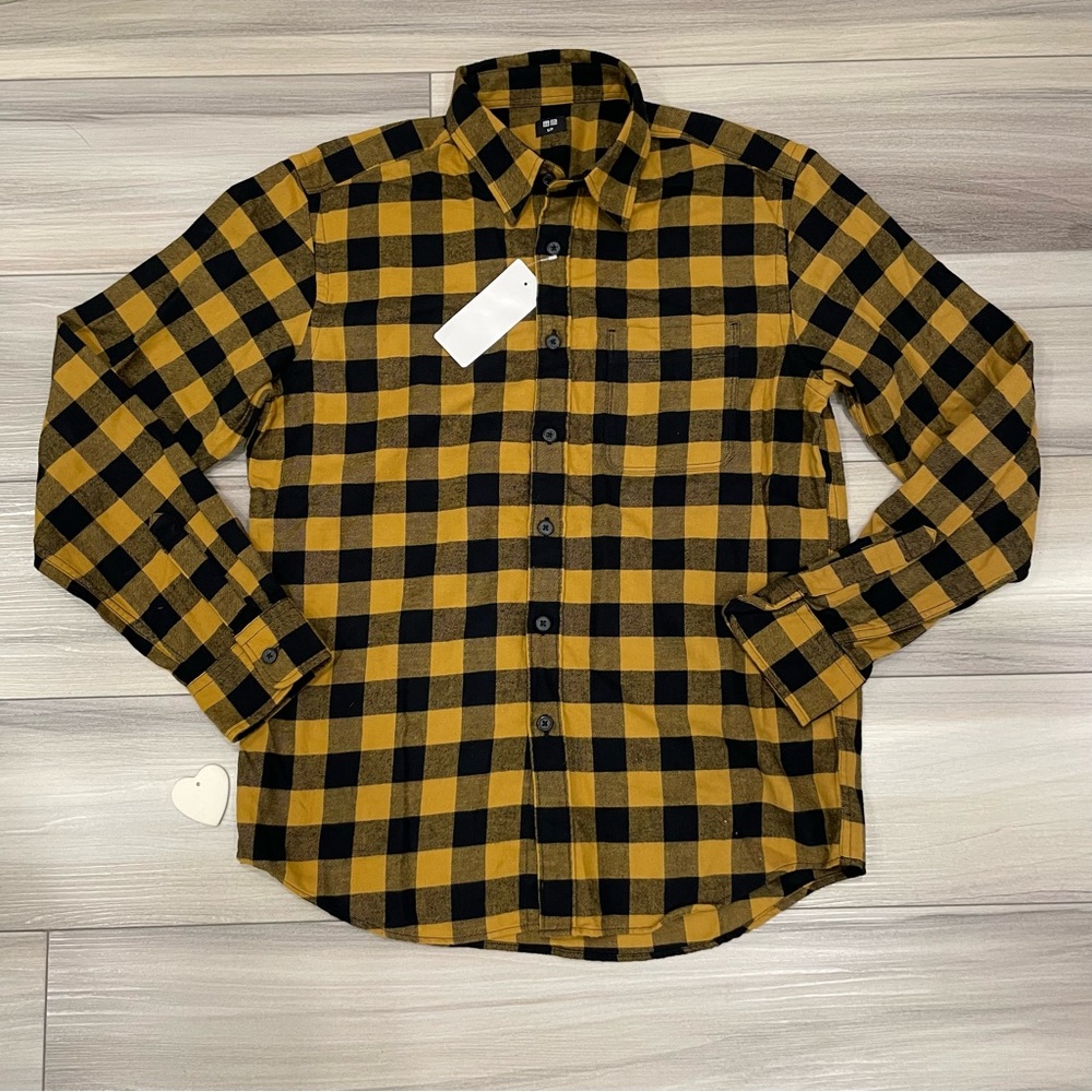 NWT UNIQLO Men's Flannel Checked Long Sleeve Shirt Size Small
